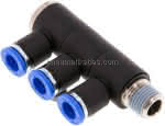 Steck-Mehrfachverteiler, 3-,fach R 1/4"-8mm, IQS-Standard