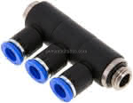 Steck-Mehrfachverteiler, 3-,fach G 1/4"-8mm, IQS-Standard