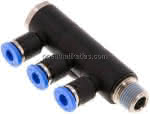 Steck-Mehrfachverteiler, 3-,fach R 1/8"-4mm, IQS-Standard