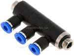 Steck-Mehrfachverteiler, 3-,fach G 1/8"-4mm, IQS-Standard