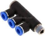 Steck-Mehrfachverteiler, 3-,fach R 1/8"-6mm, IQS-Standard