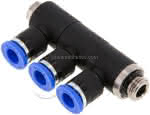 Steck-Mehrfachverteiler, 3-,fach G 1/8"-6mm, IQS-Standard