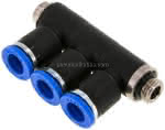 Steck-Mehrfachverteiler, 3-,fach G 1/8"-8mm, IQS-Standard