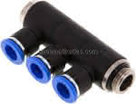 Steck-Mehrfachverteiler, 3-,fach G 3/8"-10mm, IQS-Standard