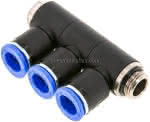 Steck-Mehrfachverteiler, 3-,fach G 3/8"-12mm, IQS-Standard