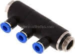 Steck-Mehrfachverteiler, 3-,fach G 3/8"-6mm, IQS-Standard