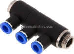 Steck-Mehrfachverteiler, 3-,fach G 3/8"-8mm, IQS-Standard