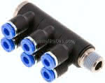 Steck-Mehrfachverteiler, 6-,fach R 1/8"-4mm, IQS-Standard