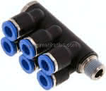 Steck-Mehrfachverteiler, 6-,fach R 1/8"-6mm, IQS-Standard