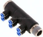 Steck-Mehrfachverteiler, 6-,fach R 3/8"-4mm, IQS-Standard
