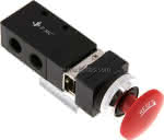 3/2-Wege (NC/NO) Not-Aus-,Taster-Ventil, rot, G 1/4"