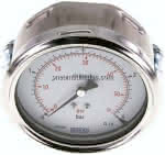 Einbaumanometer, 3-kant-,Frontring, 100mm, 0 - 4 bar