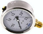 Glycerin-Manometer senkrecht (,CrNi/Ms),100mm, 0 - 2,5 bar