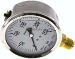 Glycerin-Manometer senkrecht (,CrNi/Ms),100mm, 0 - 250 bar