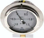 Glycerin-Einbaumanometer,,Frontring, 100mm, -1 bis 1,5 b