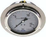 Glycerin-Einbaumanometer,,Frontring, 100mm, 0 - 16 bar