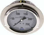 Glycerin-Einbaumanometer,,Frontring, 100mm, 0 - 250 bar