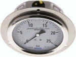 Glycerin-Einbaumanometer,,Frontring, 100mm, 0 - 25 bar