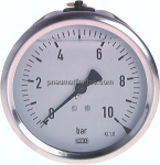 Glycerin-Manometer waagerecht,(CrNi/Ms),100mm, -1 bis 15bar