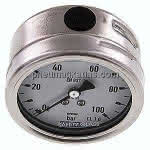 Chemie-Glycerin-Manometer,waagerecht, 63mm, 0 - 100bar