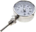 Bimetallthermometer, senk- recht D100/0 bis +80°C/63mm