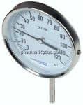 Bimetallthermometer, senk-,recht D100/-20 bis +60°C/200mm