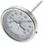 Bimetallthermometer, waage-,recht D80/0 bis +100°C/100mm
