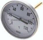 Bimetallthermometer, waage-,recht D100/0 bis +120°C/100mm