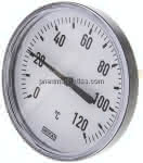 Bimetallthermometer, waage-,recht D100/0 bis +120°C/60mm