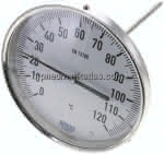 Bimetallthermometer, waage-,recht D160/0 bis +120°C/200mm