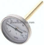 Bimetallthermometer, waage-,recht D63/0 bis +120°C/100mm