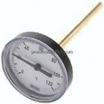 Bimetallthermometer, waage-,recht D63/0 bis +120°C/100mm