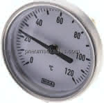 Bimetallthermometer, waage-,recht D63/0 bis +120°C/40mm