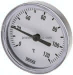 Bimetallthermometer, waage-,recht D63/0 bis +120°C/40mm