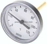Bimetallthermometer, waage-,recht D63/0 bis +120°C/60mm