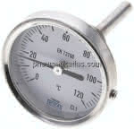 Bimetallthermometer, waage-,recht D63/0 bis +120°C/63mm