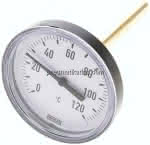 Bimetallthermometer, waage-,recht D80/0 bis +120°C/100mm