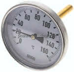 Bimetallthermometer, waage-,recht D100/0 bis +160°C/100mm