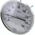 Bimetallthermometer, waage-,recht D160/0 bis +160°C/160mm