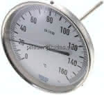 Bimetallthermometer, waage-,recht D160/0 bis +160°C/200mm