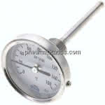 Bimetallthermometer, waage-,recht D63/0 bis +160°C/100mm