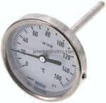 Bimetallthermometer, waage-,recht D80/0 bis +160°C/100mm