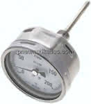 Bimetallthermometer, waage-,recht D100/0 bis +200°C/100mm