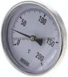 Bimetallthermometer, waage-,recht D100/0 bis +200°C/60mm