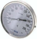 Bimetallthermometer, waage-,recht D100/0 bis +200°C/63mm