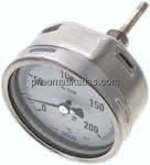 Bimetallthermometer, waage-,recht D100/0 bis +200°C/63mm