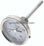 Bimetallthermometer, waage-,recht D63/0 bis +200°C/100mm