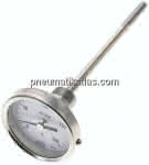 Bimetallthermometer, waage-,recht D63/0 bis +200°C/160mm