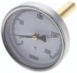 Bimetallthermometer, waage-,recht D63/0 bis +200°C/60mm
