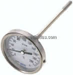 Bimetallthermometer, waage-,recht D80/0 bis +200°C/160mm